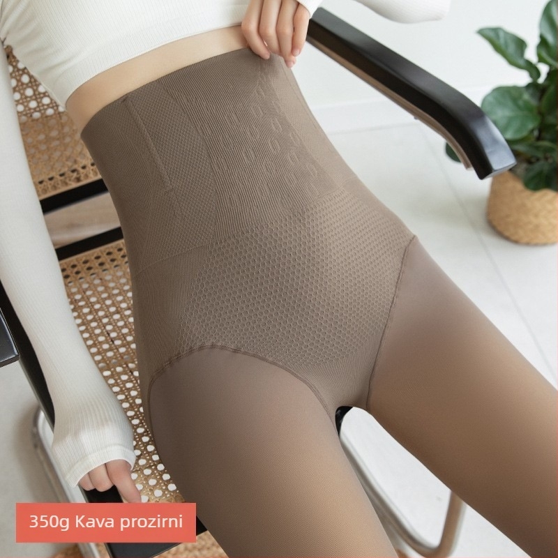 Najlon leggings s visokim strukom, fleece podstavom, za jesen-zimu, jednofarbne, kontrola trbuha i podizanje stražnjice