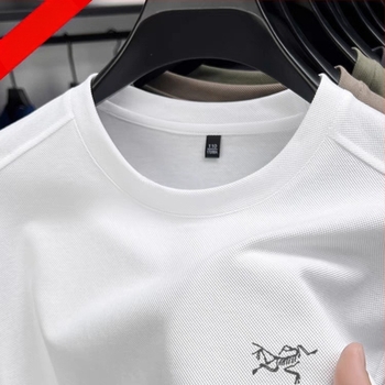 Muški kratkih rukava T-shirt s izvezenim logom, okrugli vrat, lagana mercerizirana pamuk, životinjski uzorak, slobodan kroj