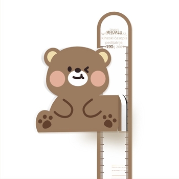 Dječji mjerač visine na zid – 3D crtani dizajn, PVC, vodootporan, s motivom slatkih životinja, 1 komad