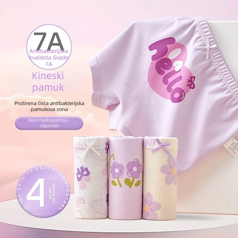 Dječje bokserice za djevojčice od pamuka 95%, lagani ljetni model, za djevojčice 3–8 godina (100–140 cm) i stariju djecu preko 140 cm.