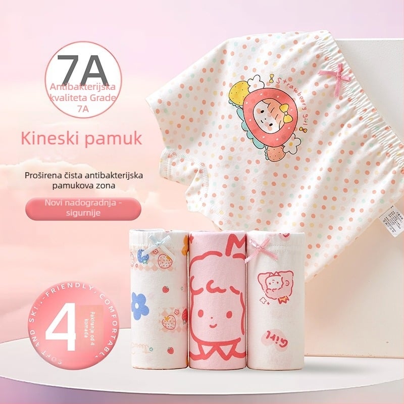 Dječje bokserice za djevojčice od pamuka 95%, lagani ljetni model, za djevojčice 3–8 godina (100–140 cm) i stariju djecu preko 140 cm.