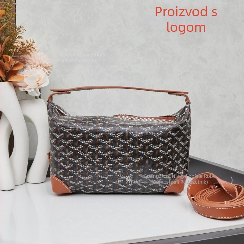 Kožna neseser za kozmetiku za putovanja, uzorak s literama, podstava od platna, cross-body dizajn, unisex