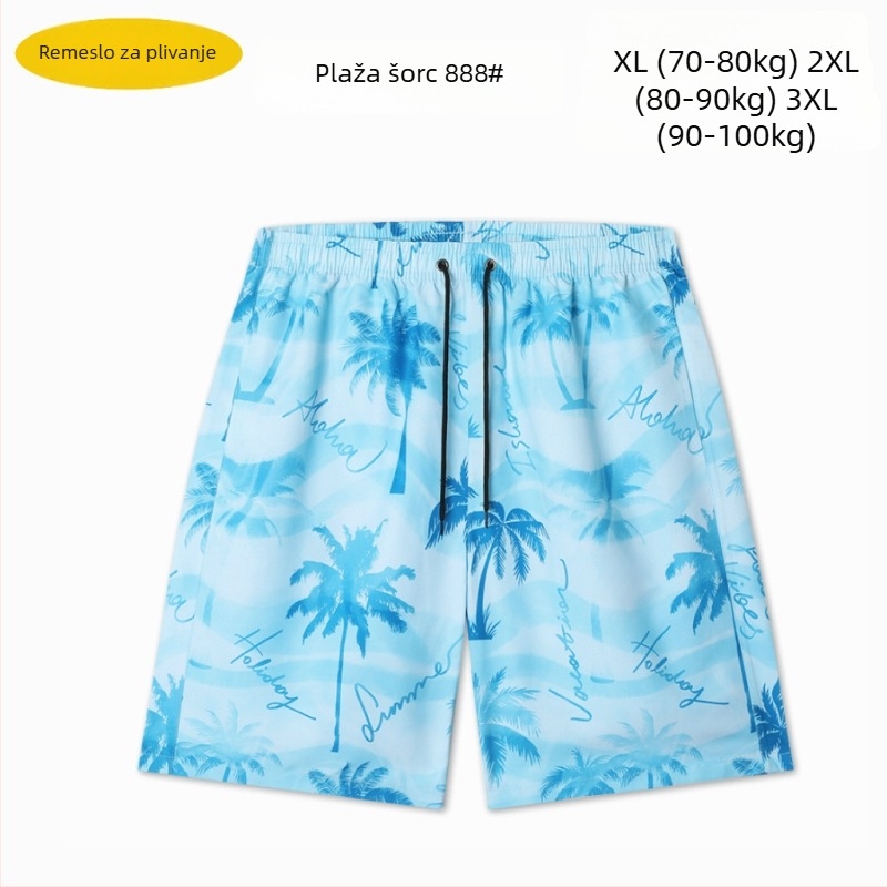 Muške plažne šorceve, opušten kroj, otisak, poliester 90–95%, 150 g