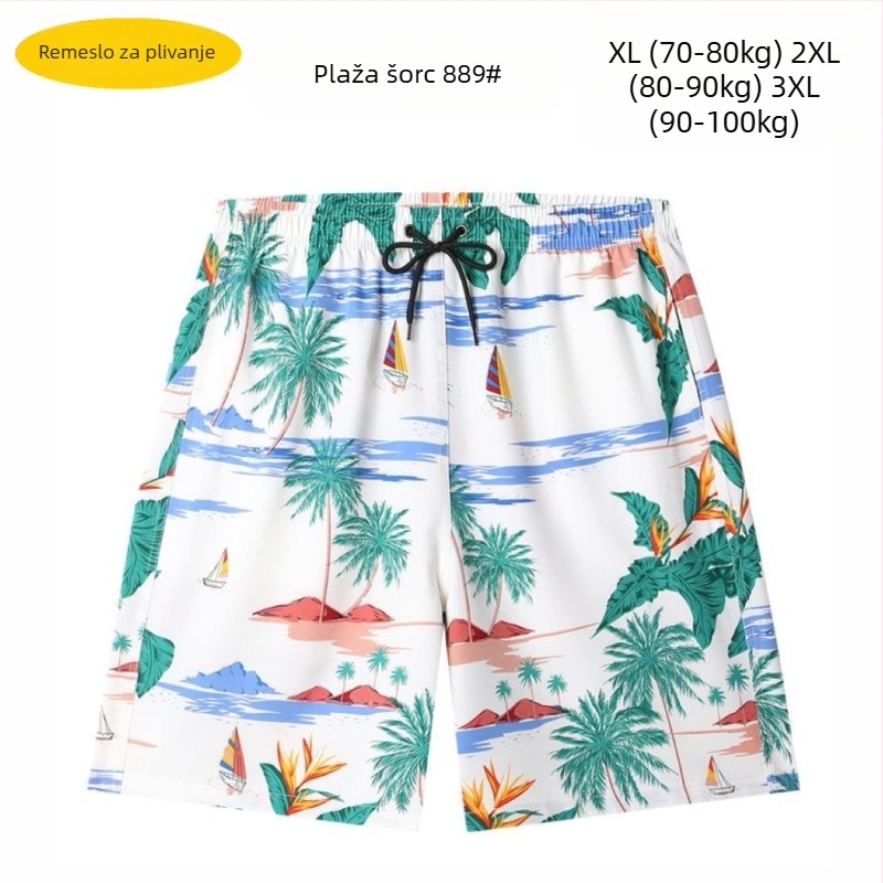 Muške plažne šorceve, opušten kroj, otisak, poliester 90–95%, 150 g