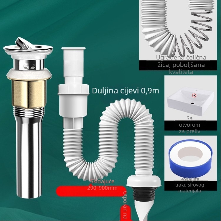 Odvod za umivaonik s protiv mirisa – PVC, model WD-XS171-20, nominalni tlak 1, radna temperatura 60°C, izravna montaža