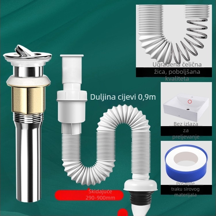 Odvod za umivaonik s protiv mirisa – PVC, model WD-XS171-20, nominalni tlak 1, radna temperatura 60°C, izravna montaža