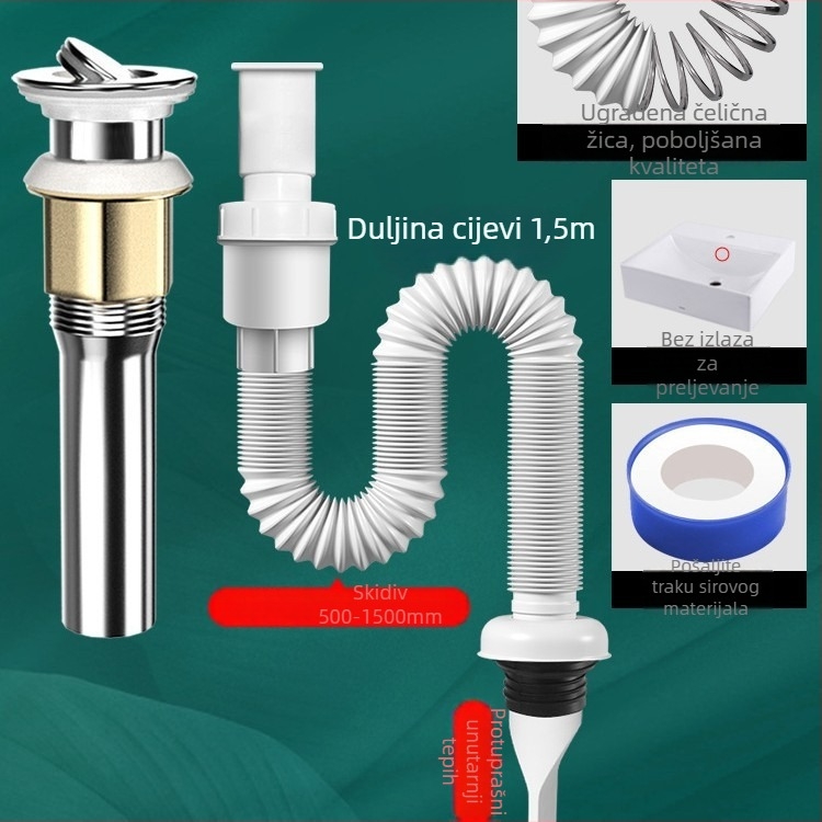 Odvod za umivaonik s protiv mirisa – PVC, model WD-XS171-20, nominalni tlak 1, radna temperatura 60°C, izravna montaža