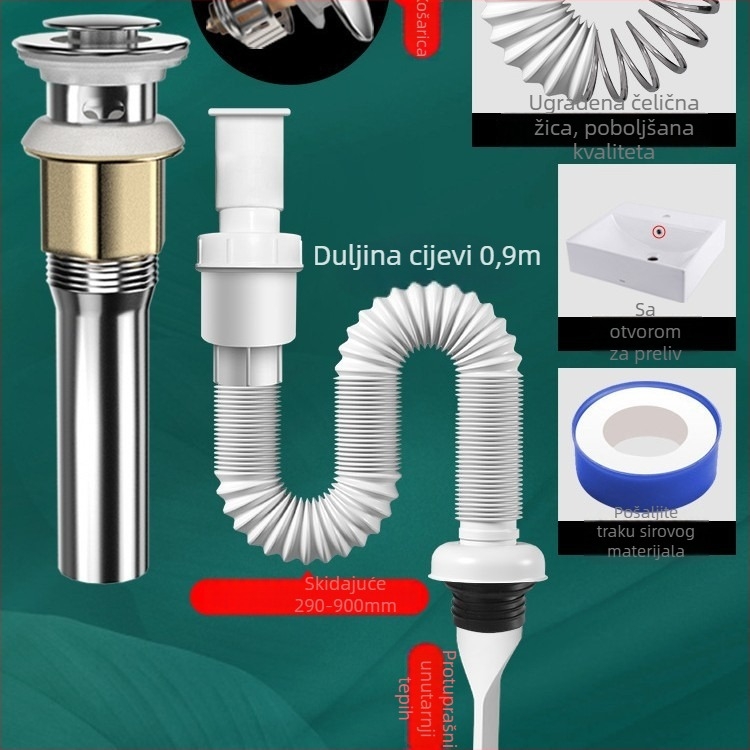 Odvod za umivaonik s protiv mirisa – PVC, model WD-XS171-20, nominalni tlak 1, radna temperatura 60°C, izravna montaža