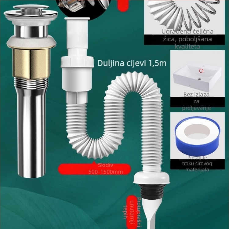 Odvod za umivaonik s protiv mirisa – PVC, model WD-XS171-20, nominalni tlak 1, radna temperatura 60°C, izravna montaža