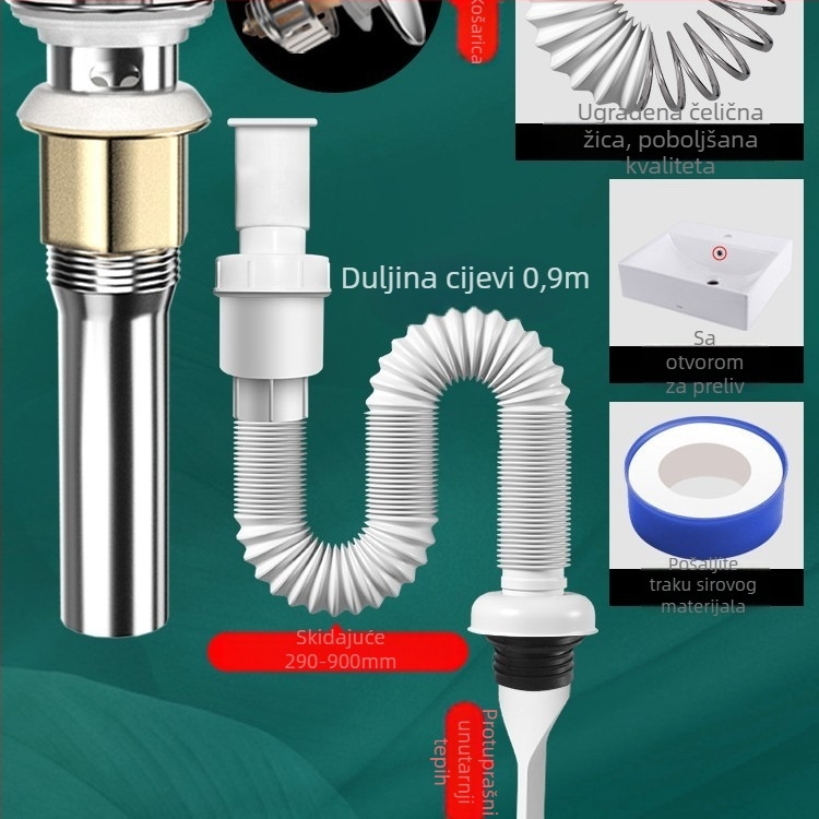 Odvod za umivaonik s protiv mirisa – PVC, model WD-XS171-20, nominalni tlak 1, radna temperatura 60°C, izravna montaža