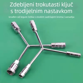 Three-Prong Socket Wrench, Extended Y-Type, Multi-Functional Triangle Socket, High-Carbon Steel for Motorcycle Tire Repair