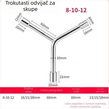 Three-Prong Socket Wrench, Extended Y-Type, Multi-Functional Triangle Socket, High-Carbon Steel for Motorcycle Tire Repair