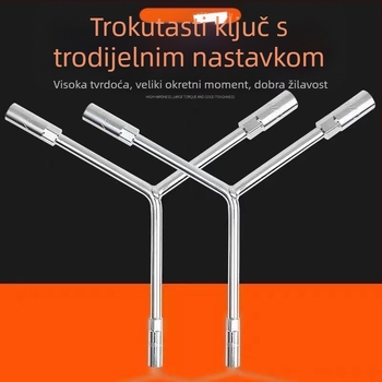 Three-Prong Socket Wrench, Extended Y-Type, Multi-Functional Triangle Socket, High-Carbon Steel for Motorcycle Tire Repair