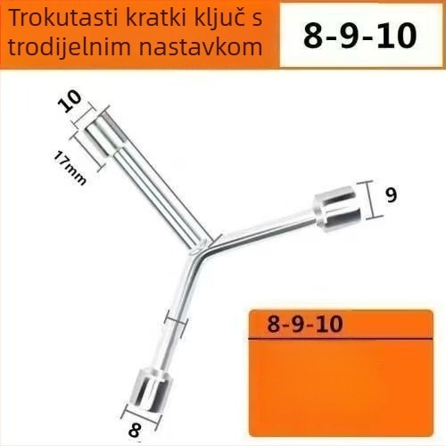 Three-Prong Socket Wrench, Extended Y-Type, Multi-Functional Triangle Socket, High-Carbon Steel for Motorcycle Tire Repair