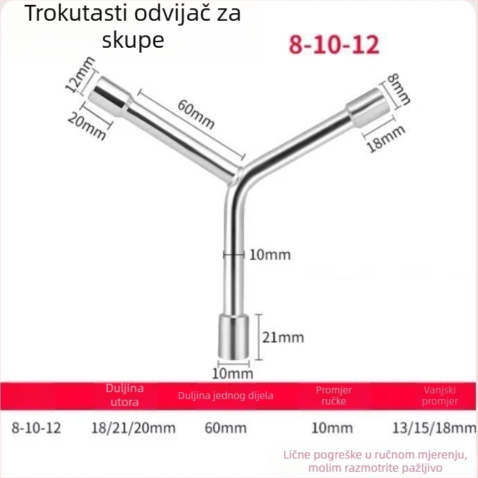 Three-Prong Socket Wrench, Extended Y-Type, Multi-Functional Triangle Socket, High-Carbon Steel for Motorcycle Tire Repair