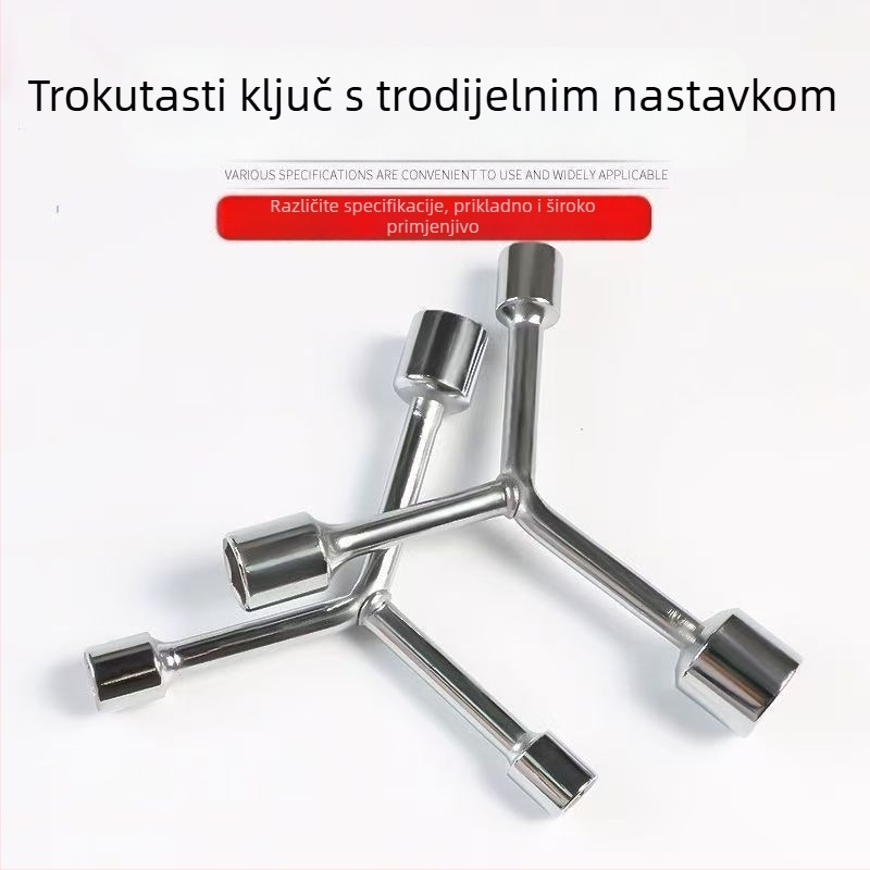 Three-Prong Socket Wrench, Extended Y-Type, Multi-Functional Triangle Socket, High-Carbon Steel for Motorcycle Tire Repair