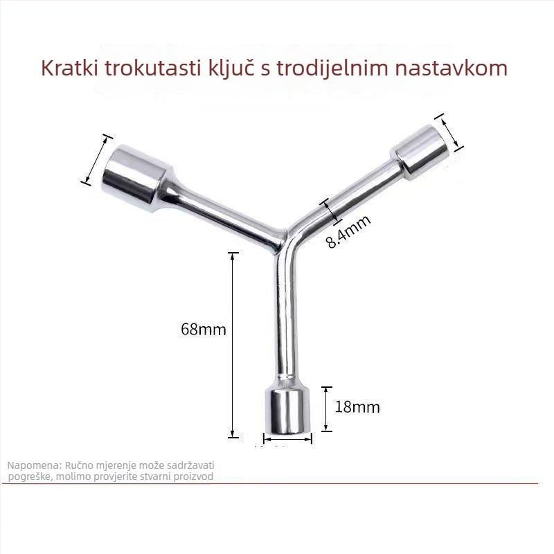 Three-Prong Socket Wrench, Extended Y-Type, Multi-Functional Triangle Socket, High-Carbon Steel for Motorcycle Tire Repair