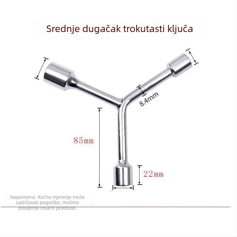 Three-Prong Socket Wrench, Extended Y-Type, Multi-Functional Triangle Socket, High-Carbon Steel for Motorcycle Tire Repair