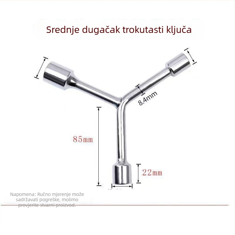 Three-Prong Socket Wrench, Extended Y-Type, Multi-Functional Triangle Socket, High-Carbon Steel for Motorcycle Tire Repair