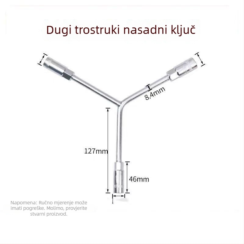 Three-Prong Socket Wrench, Extended Y-Type, Multi-Functional Triangle Socket, High-Carbon Steel for Motorcycle Tire Repair