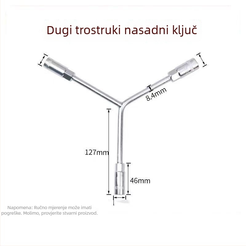 Three-Prong Socket Wrench, Extended Y-Type, Multi-Functional Triangle Socket, High-Carbon Steel for Motorcycle Tire Repair