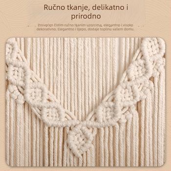 Boemski pamučni goblen za zid, ručno tkan, kvadratnog oblika, prugast uzorak