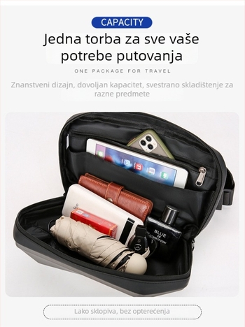 Muška Crossbody torba, PVC vanjski dio, poliester podstava, Pengyu brend, prozračna, vodootporna, otporna na habanje, proširiva