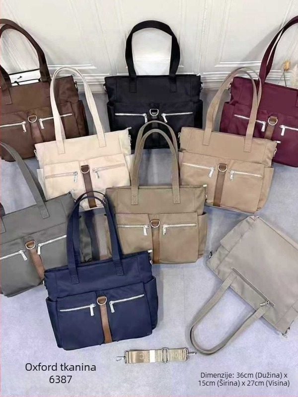 Ženska torba preko ramena od Oxford platna, vodoravan kvadratni oblik, zatvarač, dvostruke naramenice, unutarnji pretinci: džep na zip, džep za telefon, džep za ID