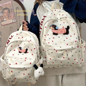 Nylon ruksak za školu, unisex, svjež i sladak stil, točkasti uzorak, podstava od poliestera