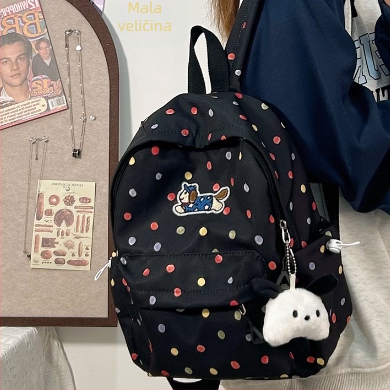 Nylon ruksak za školu, unisex, svjež i sladak stil, točkasti uzorak, podstava od poliestera