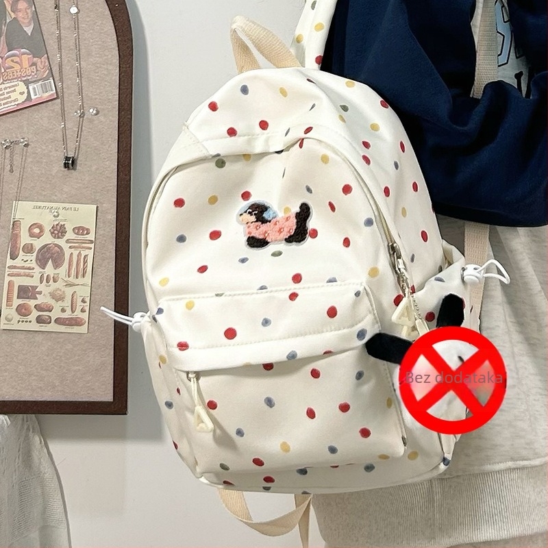 Nylon ruksak za školu, unisex, svjež i sladak stil, točkasti uzorak, podstava od poliestera