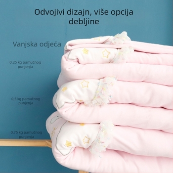 Dječja zagrljajuća deka — tkanina od čistog pamuka (≥95%), pamutovo punilo, crtani uzorak, pogodno za novorođenčad, za sve sezone