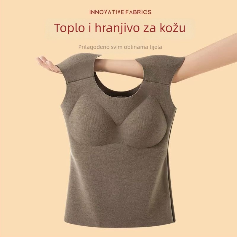 Ženski termalni prsluk s jastučićem za prsni dio, visoka elastičnost, plišasti fleece, Derong akrilno vlakno, 161–180 g/m²