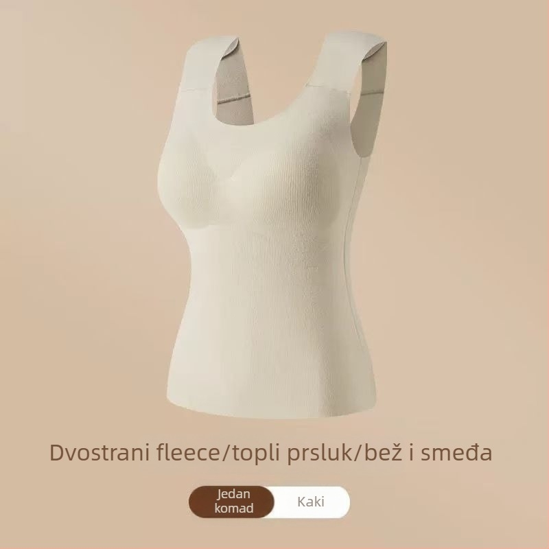 Ženski termalni prsluk s jastučićem za prsni dio, visoka elastičnost, plišasti fleece, Derong akrilno vlakno, 161–180 g/m²