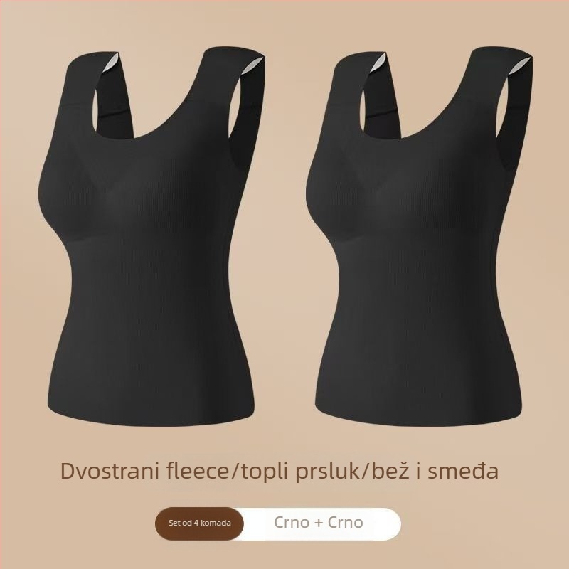 Ženski termalni prsluk s jastučićem za prsni dio, visoka elastičnost, plišasti fleece, Derong akrilno vlakno, 161–180 g/m²