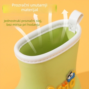 Dječje kišne čizme s crtićem, EVA gornji dio, unisex, niski trb, ploska potplata, vodootporne