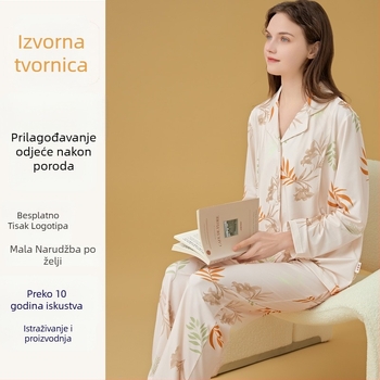 Set za dojenje i majčinstvo s kardiganskim stilom, Milk Silk, 100% poliester, dugi rukavi, hlače, proljeće i jesen