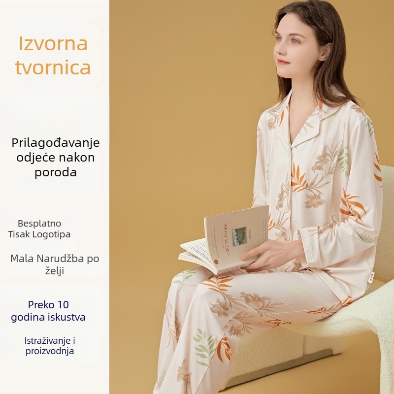 Set za dojenje i majčinstvo s kardiganskim stilom, Milk Silk, 100% poliester, dugi rukavi, hlače, proljeće i jesen