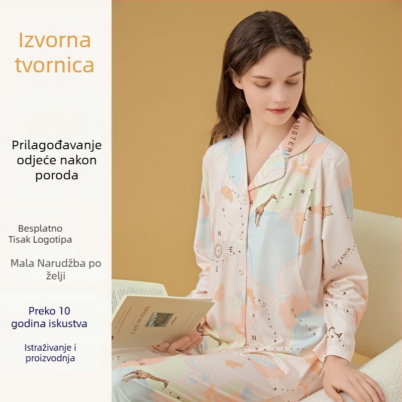 Set za dojenje i majčinstvo s kardiganskim stilom, Milk Silk, 100% poliester, dugi rukavi, hlače, proljeće i jesen