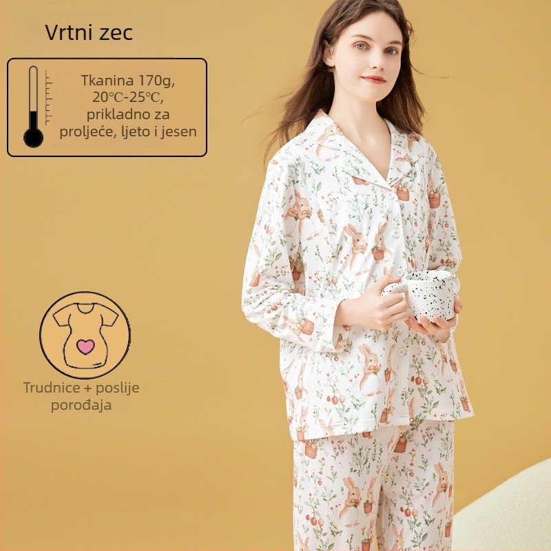 Set za dojenje i majčinstvo s kardiganskim stilom, Milk Silk, 100% poliester, dugi rukavi, hlače, proljeće i jesen