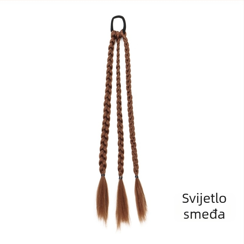 Boxing Braids ponytail wig s dvostrukim bisernim pletenicama — kosa u snopu, vlakno otporno na visoke temperature, nije za vruće bojanje, za žene