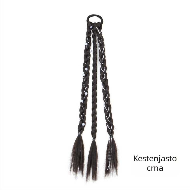 Boxing Braids ponytail wig s dvostrukim bisernim pletenicama — kosa u snopu, vlakno otporno na visoke temperature, nije za vruće bojanje, za žene