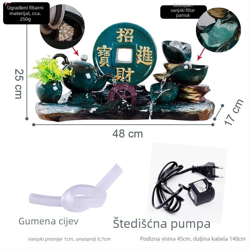 Keramički stolni ukras s vodopadom za akvarij — glazirana površina, obojena glazura, mogućnost prilagodbe, novi kineski stil