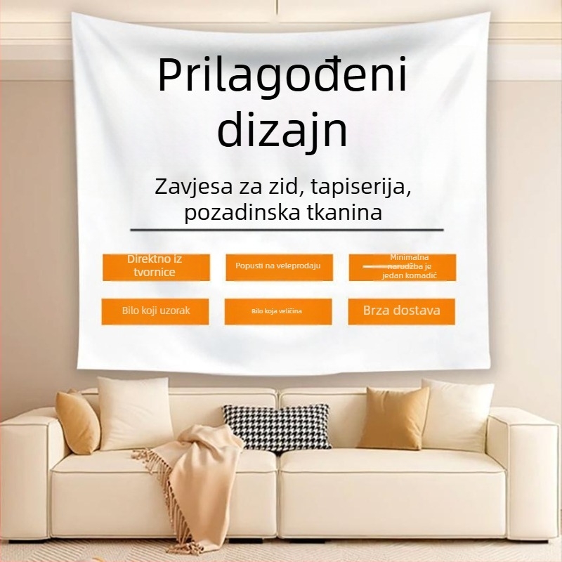 Zidni goblen – 100% poliester, digitalni toplinski prijenos, moderni minimalistički stil, pravokutni oblik, uzorak crtani/anime, prilagodljivo