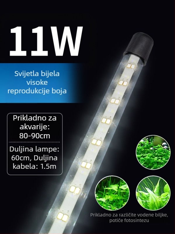 Podvodno LED svjetlo za akvarij s režimima promjene boje — plastično kućište, snaga 3–17 W, težina 0.65–1.5, marka Jialu