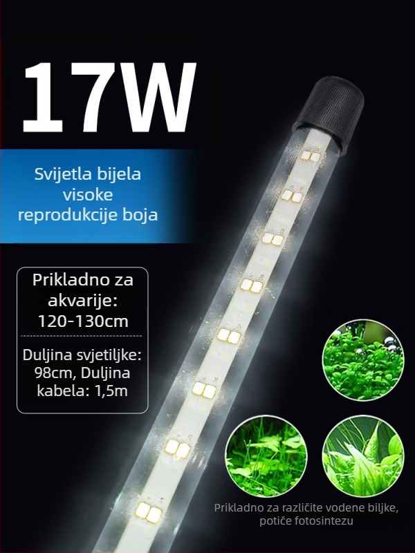 Podvodno LED svjetlo za akvarij s režimima promjene boje — plastično kućište, snaga 3–17 W, težina 0.65–1.5, marka Jialu