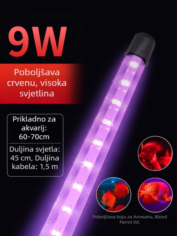 Podvodno LED svjetlo za akvarij s režimima promjene boje — plastično kućište, snaga 3–17 W, težina 0.65–1.5, marka Jialu