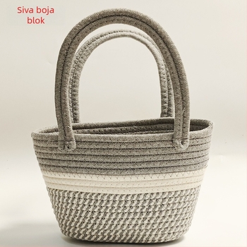 Ručna tkana pamuk tote torba, stil Cloud Bag, otvoreni vrh, oblik školjke, dvostruka naramenica, Sunny Day, proljeće 2024