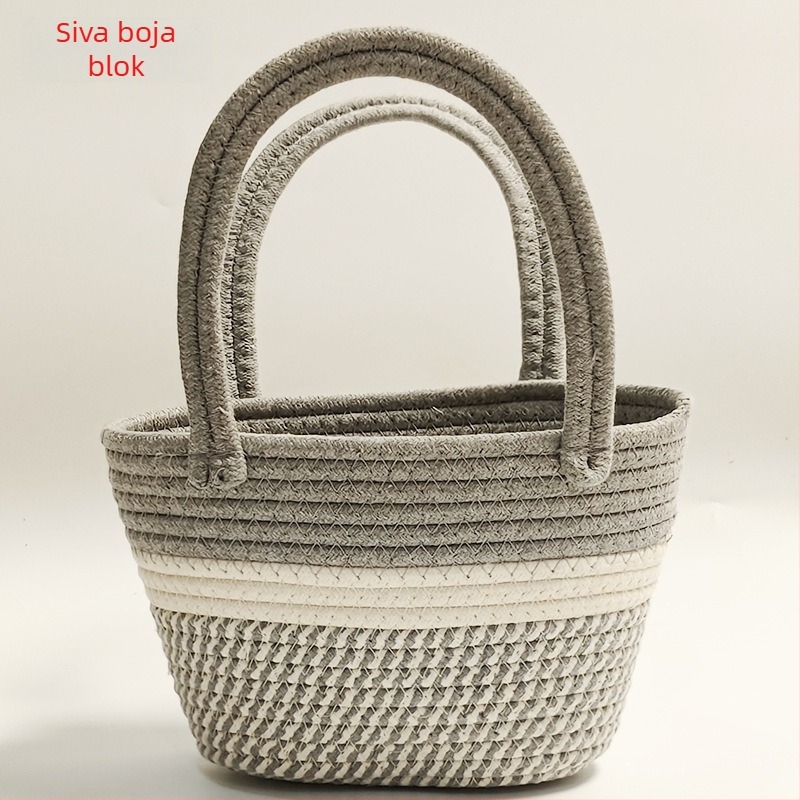 Ručna tkana pamuk tote torba, stil Cloud Bag, otvoreni vrh, oblik školjke, dvostruka naramenica, Sunny Day, proljeće 2024
