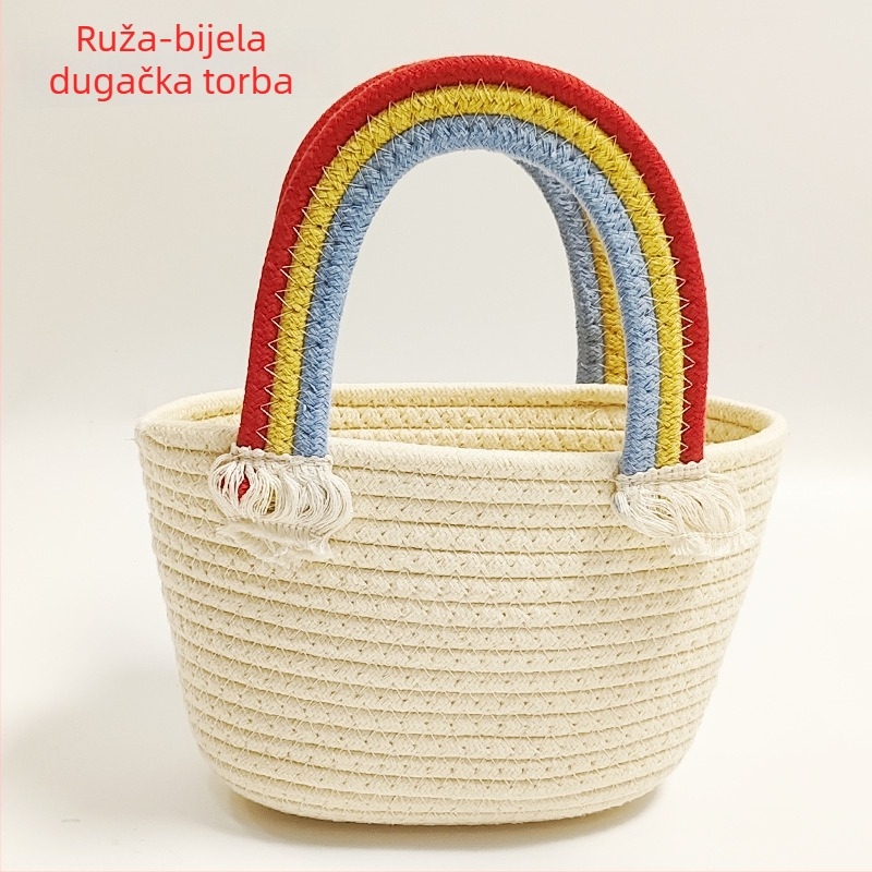 Ručna tkana pamuk tote torba, stil Cloud Bag, otvoreni vrh, oblik školjke, dvostruka naramenica, Sunny Day, proljeće 2024